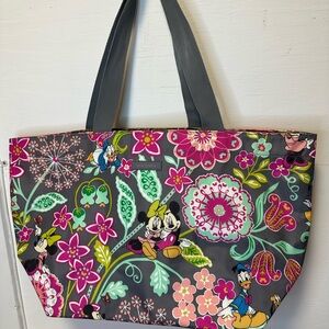 Vera Bradley Disney Mickey and Minnie Mouse Floral Tote Bag - Gray and Pink